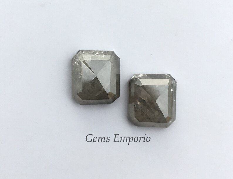 Natural Grey Diamond Octagon Shape, Size 9.1x8.1 mm, Wt 6.51 Cts, Faceted Octagon, Fine Quality Diamond, Price Individually and by Pair. image 2