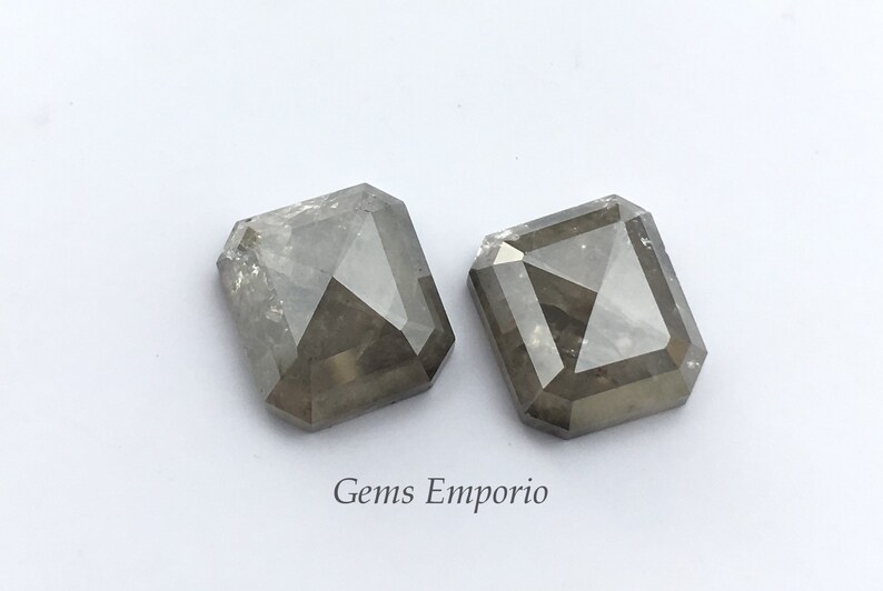 Natural Grey Diamond Octagon Shape, Size 9.1x8.1 mm, Wt 6.51 Cts, Faceted Octagon, Fine Quality Diamond, Price Individually and by Pair. image 3