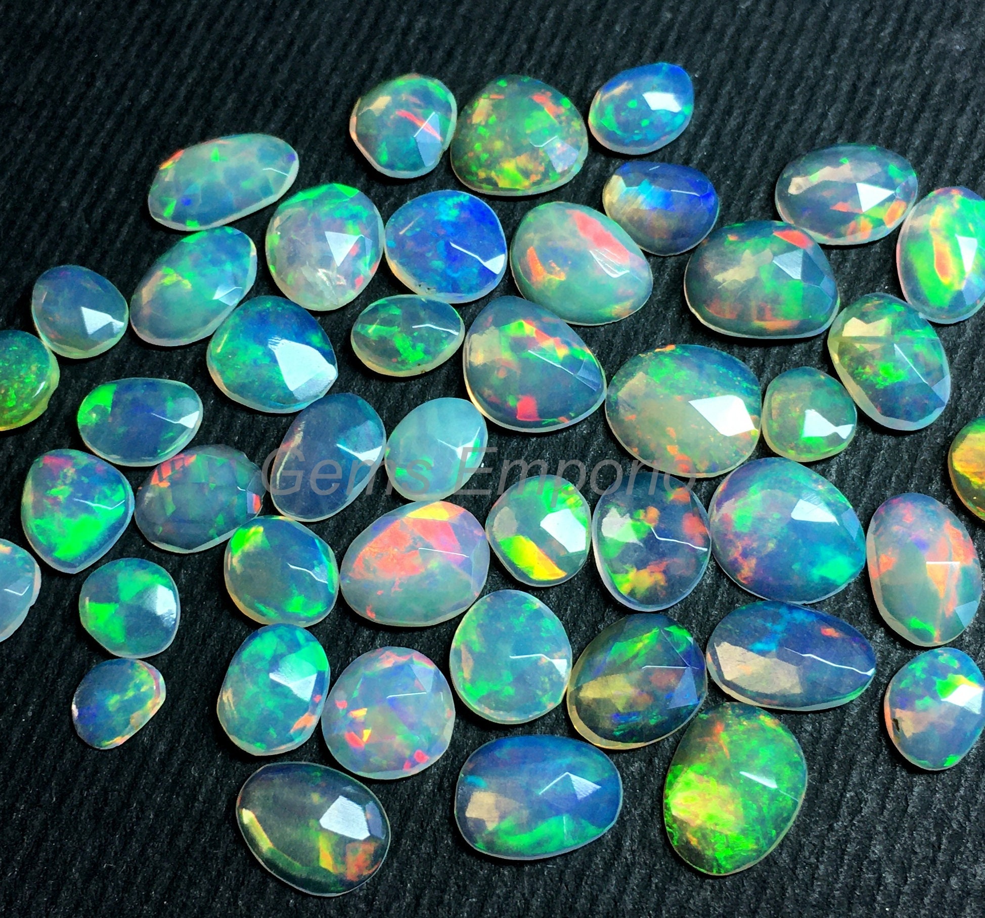 Natural Ethiopian Opal, 5 mm to 9 mm Uneven Shape Rose Cut Flat Slices. Fine Quality Material with Amazing play of color. Priced By Piece.