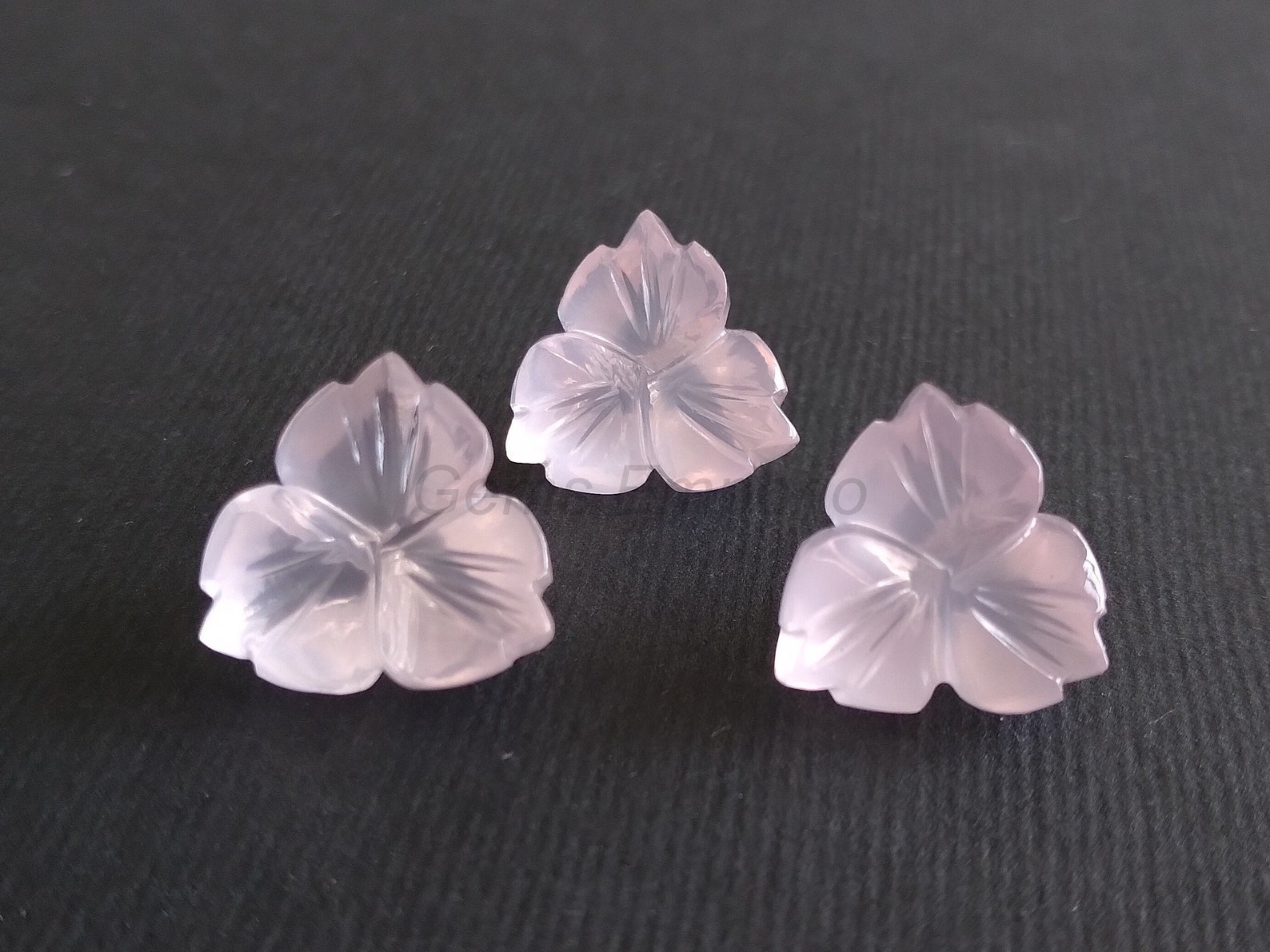 Rose Quartz Flower Carved Drops Size 15 Mm 14 Mm Flower Etsy