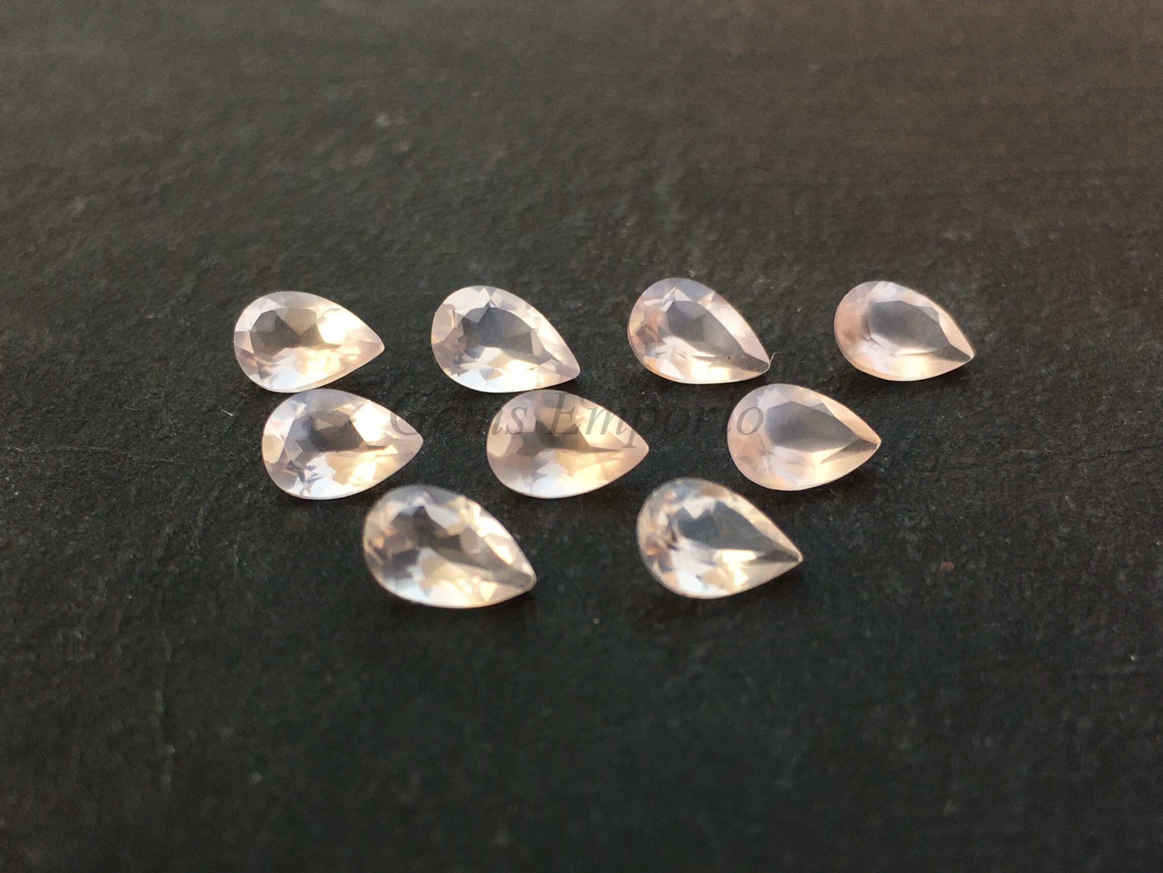 天然ローズクォーツ、ペアシェイプファセット、サイズ 6 x 4 mm、高