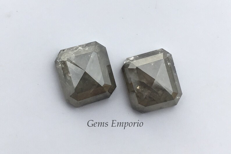 Natural Grey Diamond Octagon Shape, Size 9.1x8.1 mm, Wt 6.51 Cts, Faceted Octagon, Fine Quality Diamond, Price Individually and by Pair. image 1
