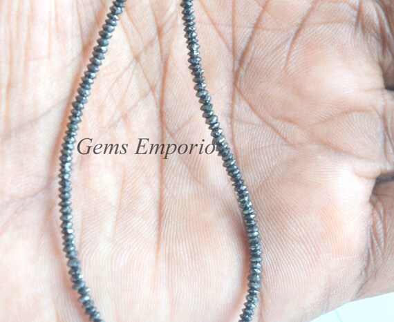 Fine Quality Micro Faceted Round Beads Price Per 10 Loose Beads. Size 2.2 MM Natural Black Diamond Rondelle Beads