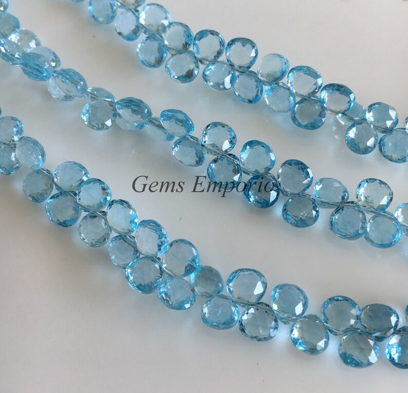Fine Quality Gems Faceted Pear Beads Side Drilled Sold per 5 pieces. Size 5-6 MM Blue Topaz Pear Faceted Briolette Beads