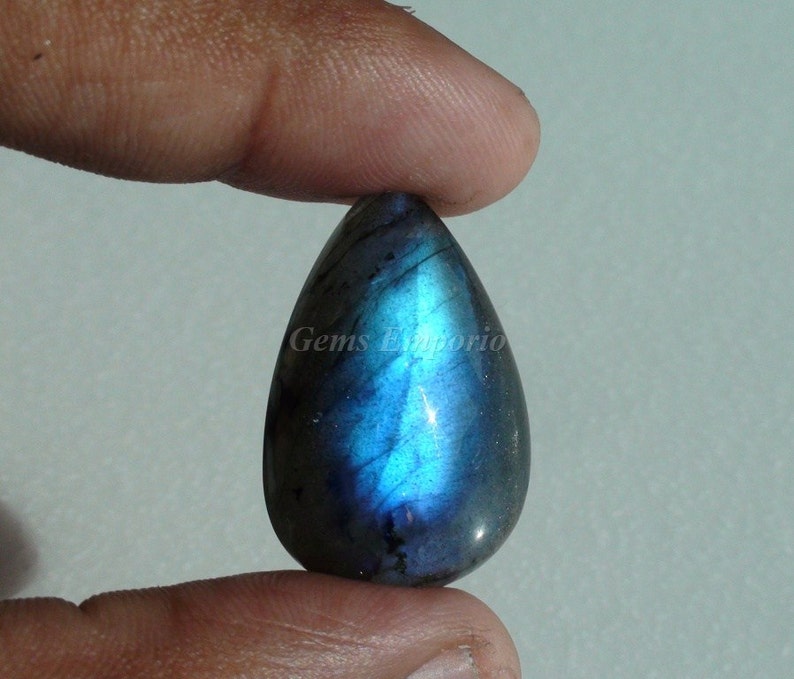 Natural Blue Flash Labradorite 27x18x9 mm. Good Quality. Pear Cabochons. Price per piece. image 2