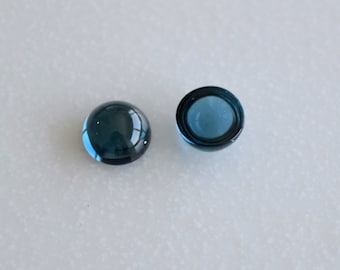 London Blue Topaz 8 MM,  9 MM Round Plain Cabochons, Fine Quality Gems. Price per piece.