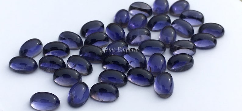 Smooth Cabs Fine Quality Gems Oval Cabochons Size 6x4 MM Sold per Lot. Natural Iolite Gemstone