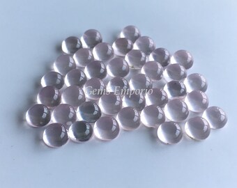 Natural Rose Quartz Round Cabochons Size 4 mm, Good Quality Material Pink Rose Quartz. Priced per Lot.