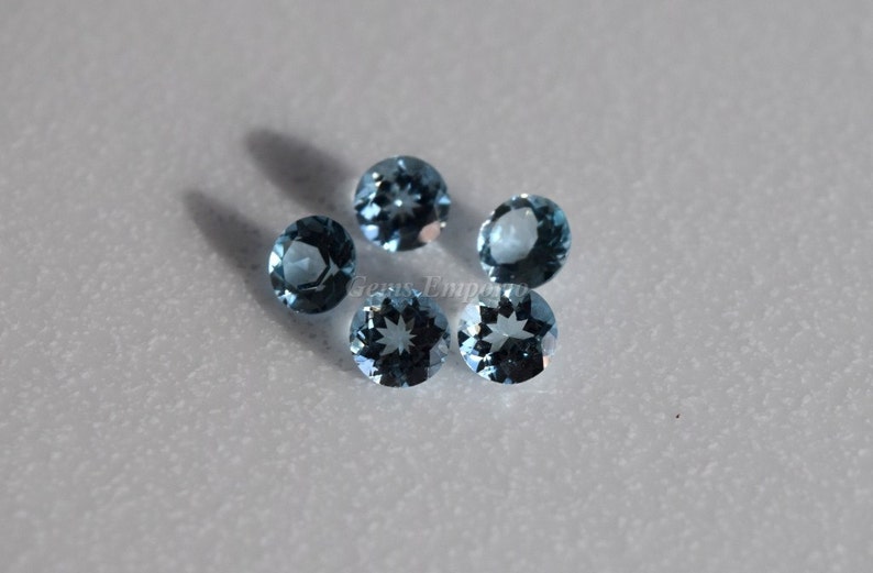 Aquamarine 7 MM Faceted Round, March Birthstone, AAA Quality Rar Aquamarine 7 MM Faceted Round, March Birthstone, AAA Quality Rar