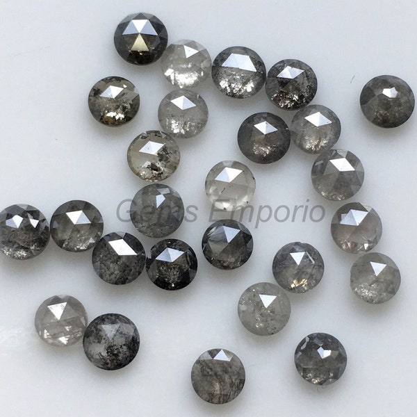 Natural Dark Grey Diamond, Rose Cut Diamond, Size 3.50 mm Round, Salt and Pepper Diamond, Price per Piece.