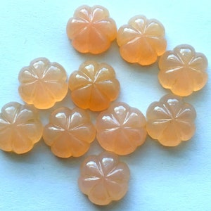Pink Chalcedony Carved Flower, Rose Quartz Color Enhanced Chalcedony / 12 MM Flower Cut Cabochons / Price per Piece