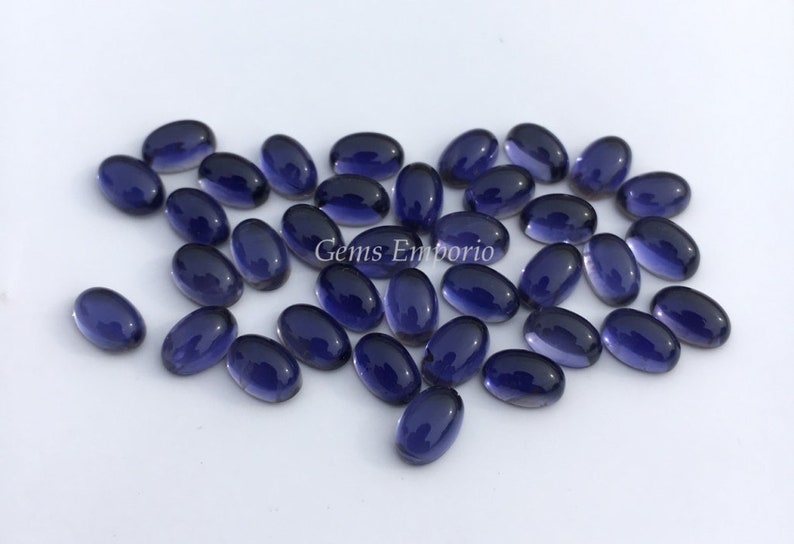 Smooth Cabs Fine Quality Gems Oval Cabochons Size 6x4 MM Sold per Lot. Natural Iolite Gemstone