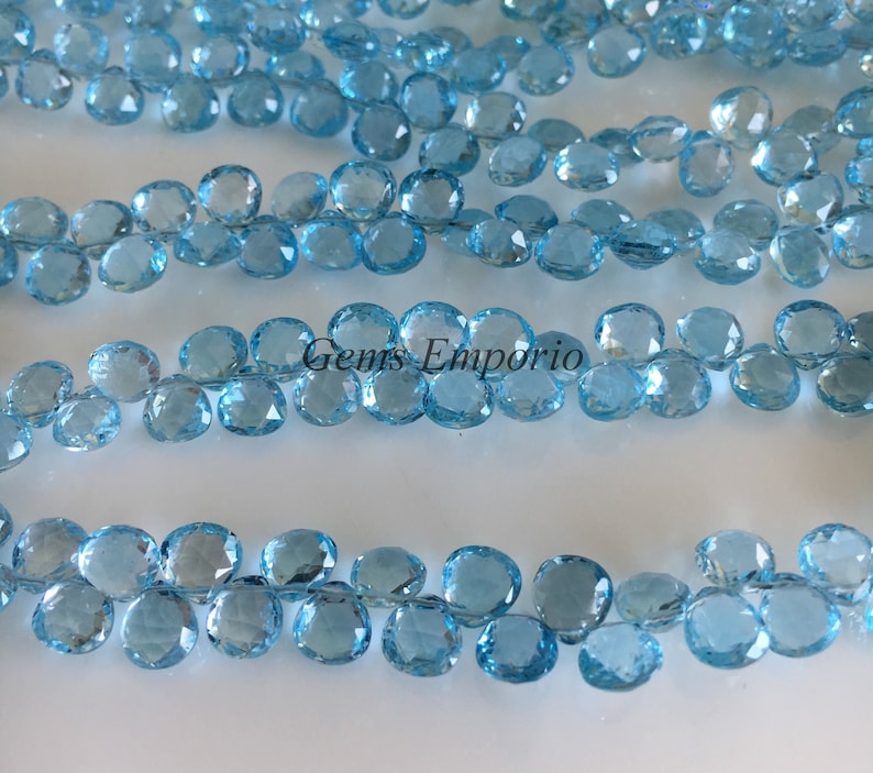 Fine Quality Gems Faceted Pear Beads Side Drilled Sold per 5 pieces. Size 5-6 MM Blue Topaz Pear Faceted Briolette Beads