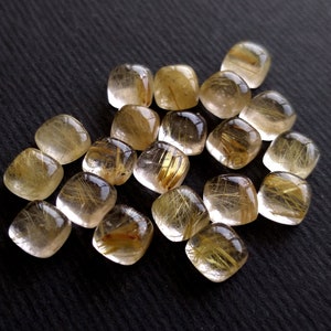 Golden Rutile Gemstone, Cushion Cabochons, Size 5 MM, Fine Quality Golden Needled Rutile Quartz, Price per Piece.