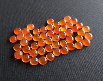 Natural Carnelian Gemstone, Round Cabochons, Size 2 mm, 3 mm, Excellent color and Luster, Price per Lot Size.