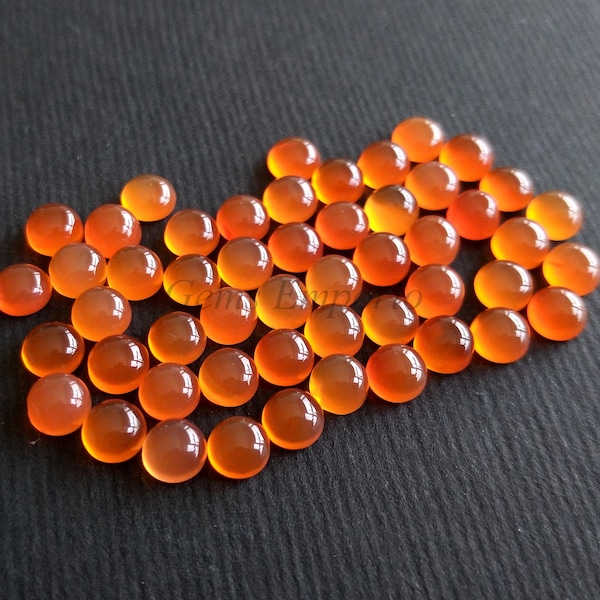 Natural Carnelian Gemstone, Round Cabochons, Size 2 mm, 3 mm, Excellent color and Luster, Price per Lot Size.