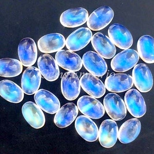 Rainbow Moonstone Oval Cabochons, Size 6x4 MM, Blue Moonstone, Excellent Quality, Nice Blue Sheen Over the Surface, Price per piece.