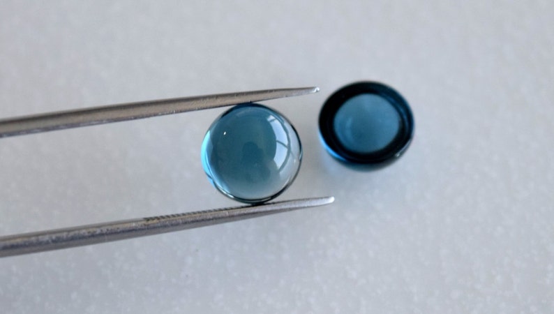 London Blue Topaz 8 MM, 9 MM Round Plain Cabochons, Fine Quality Gems. Price per piece. image 3