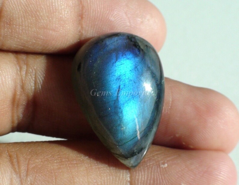 Natural Blue Flash Labradorite 27x18x9 mm. Good Quality. Pear Cabochons. Price per piece. image 4