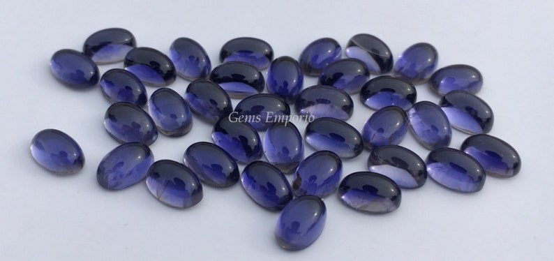 Smooth Cabs Fine Quality Gems Oval Cabochons Size 6x4 MM Sold per Lot. Natural Iolite Gemstone