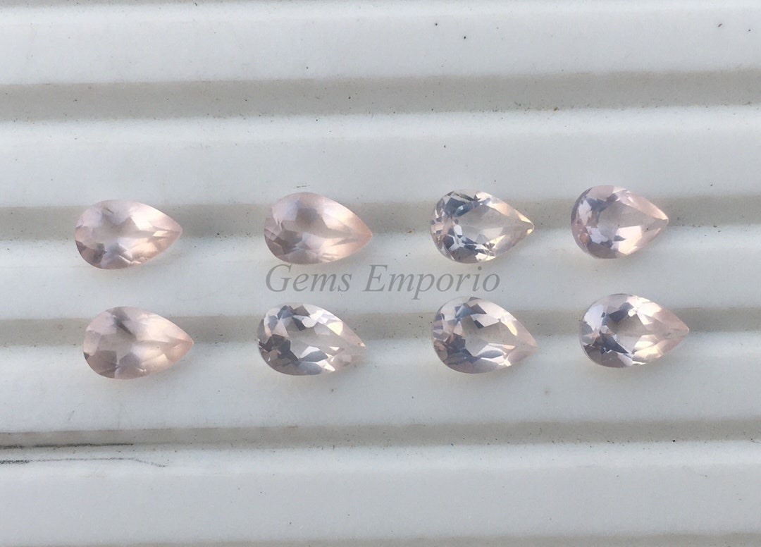 天然ローズクォーツ、ペアシェイプファセット、サイズ 6 x 4 mm、高