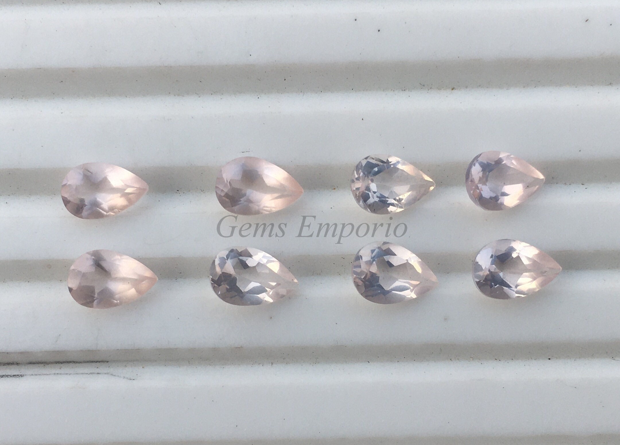 天然ローズクォーツ、ペアシェイプファセット、サイズ 6 x 4 mm、高