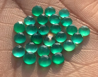 Emerald Green Chalcedony Rose Cut Round Cabochons, Size 3 mm, Good Quality. Dyed Chalcedony, Price By Lot.