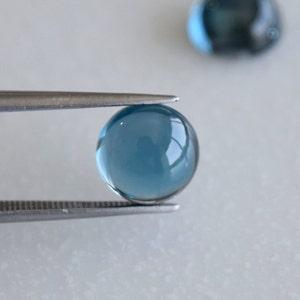 London Blue Topaz 8 MM, 9 MM Round Plain Cabochons, Fine Quality Gems. Price per piece. image 4