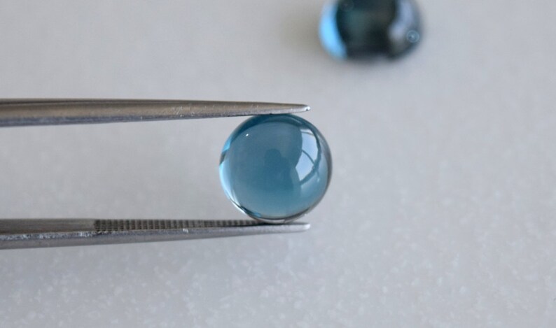 London Blue Topaz 8 MM, 9 MM Round Plain Cabochons, Fine Quality Gems. Price per piece. image 4