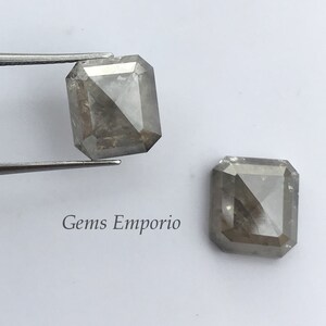 Natural Grey Diamond Octagon Shape, Size 9.1x8.1 mm, Wt 6.51 Cts, Faceted Octagon, Fine Quality Diamond, Price Individually and by Pair. image 4