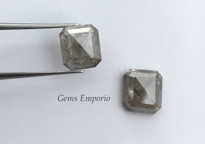 Natural Grey Diamond Octagon Shape, Size 9.1x8.1 mm, Wt 6.51 Cts, Faceted Octagon, Fine Quality Diamond, Price Individually and by Pair. image 4