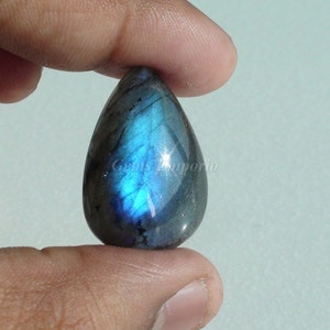 Natural Blue Flash Labradorite 27x18x9 mm. Good Quality. Pear Cabochons. Price per piece. image 3