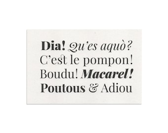 Tarjeta de Expresiones: boudu, quesaco, macarel, Poutou, c'est le pompon