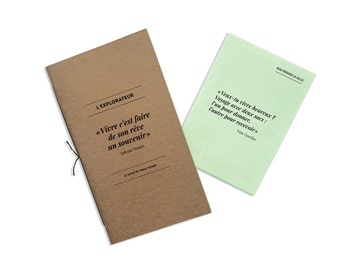 The explorer handmade travel notebook 12x21 cm in ecological recycled paper