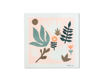 Illustrated poster floral poster poster square poster 24x24cm eco-responsible print