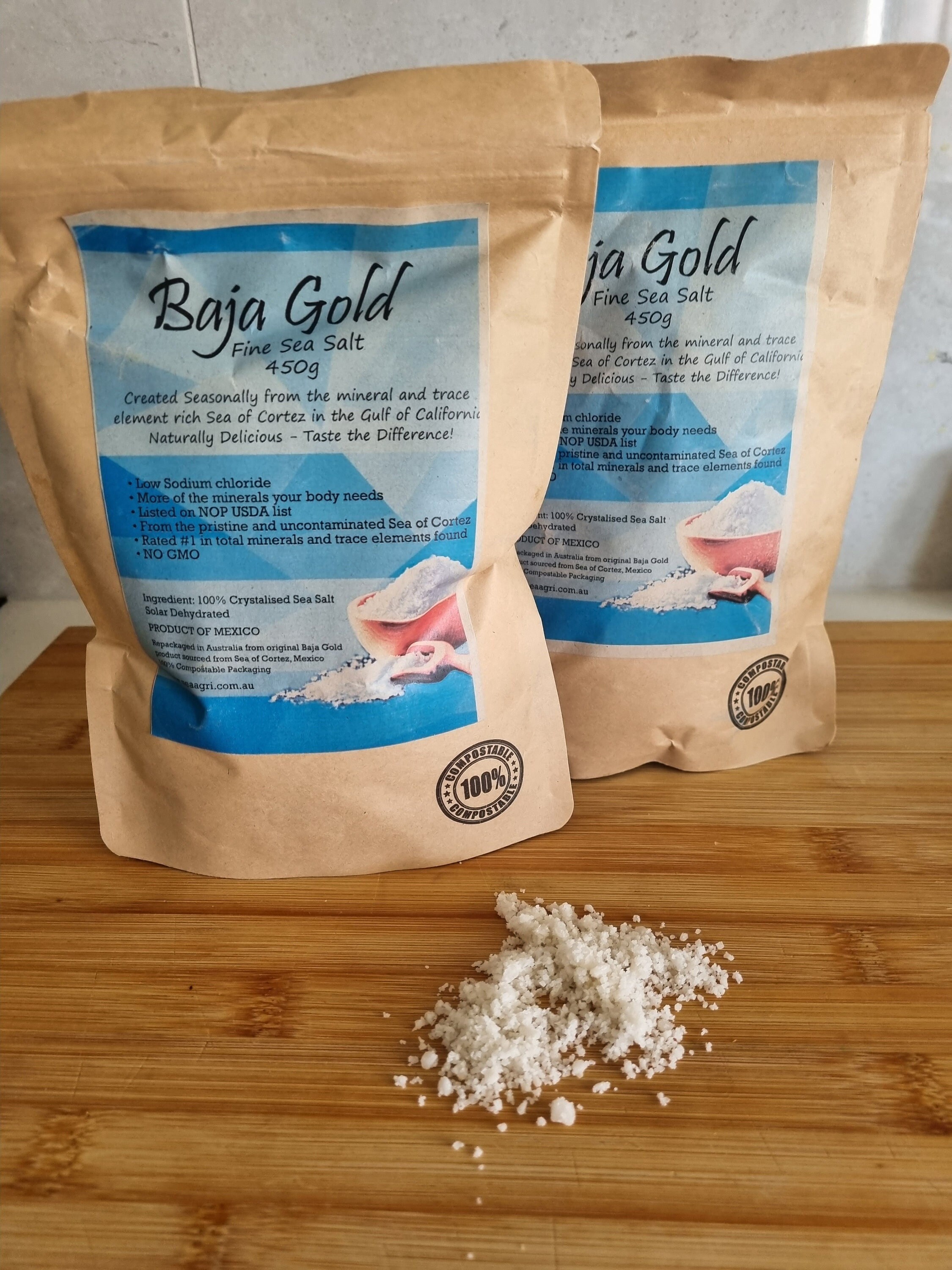 Baja Gold Mineral Sea Salt – Fine Grind, 1lb Bag – Kosher, Organic, Low Sodium – USDA Organic, Fairtrade, Made In USA