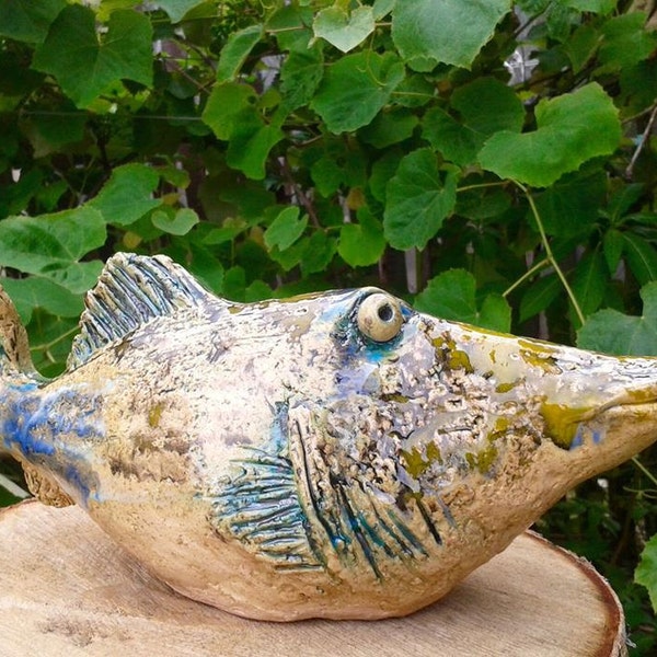 Unique Ceramic HandMade Fish - sculpture - sea fish - outdoor decorations