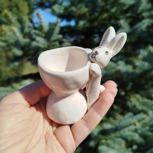 Easter Bunny Egg Holder, Bunny Mug Ceramic  , Animal Mug , Rabbit ,Keramika , Handmade , Easter decor , Dishes , Popular wright now