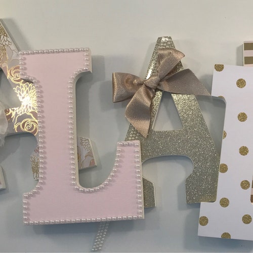 Girls Gold Nursery Letters Pink and Gold Nursery Letters Etsy
