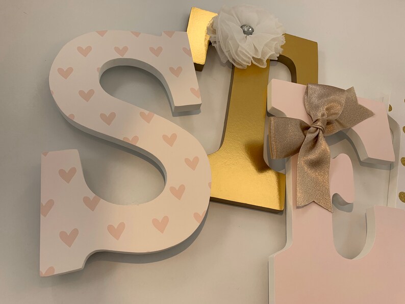 Stella pink gold baby girl letters wall letters wooden Etsy