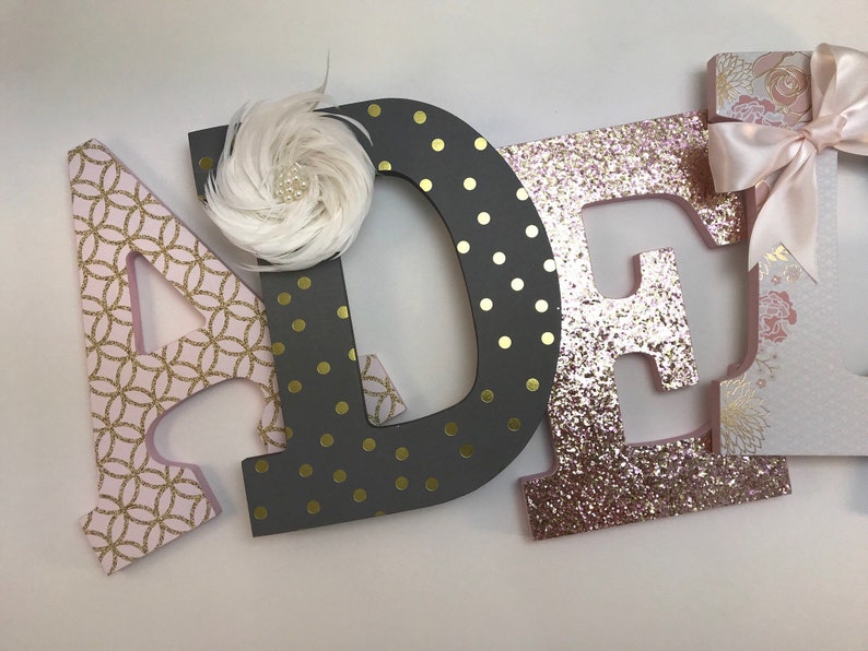 Rose gold blush grey nursery letters rose gold nursery decor Etsy