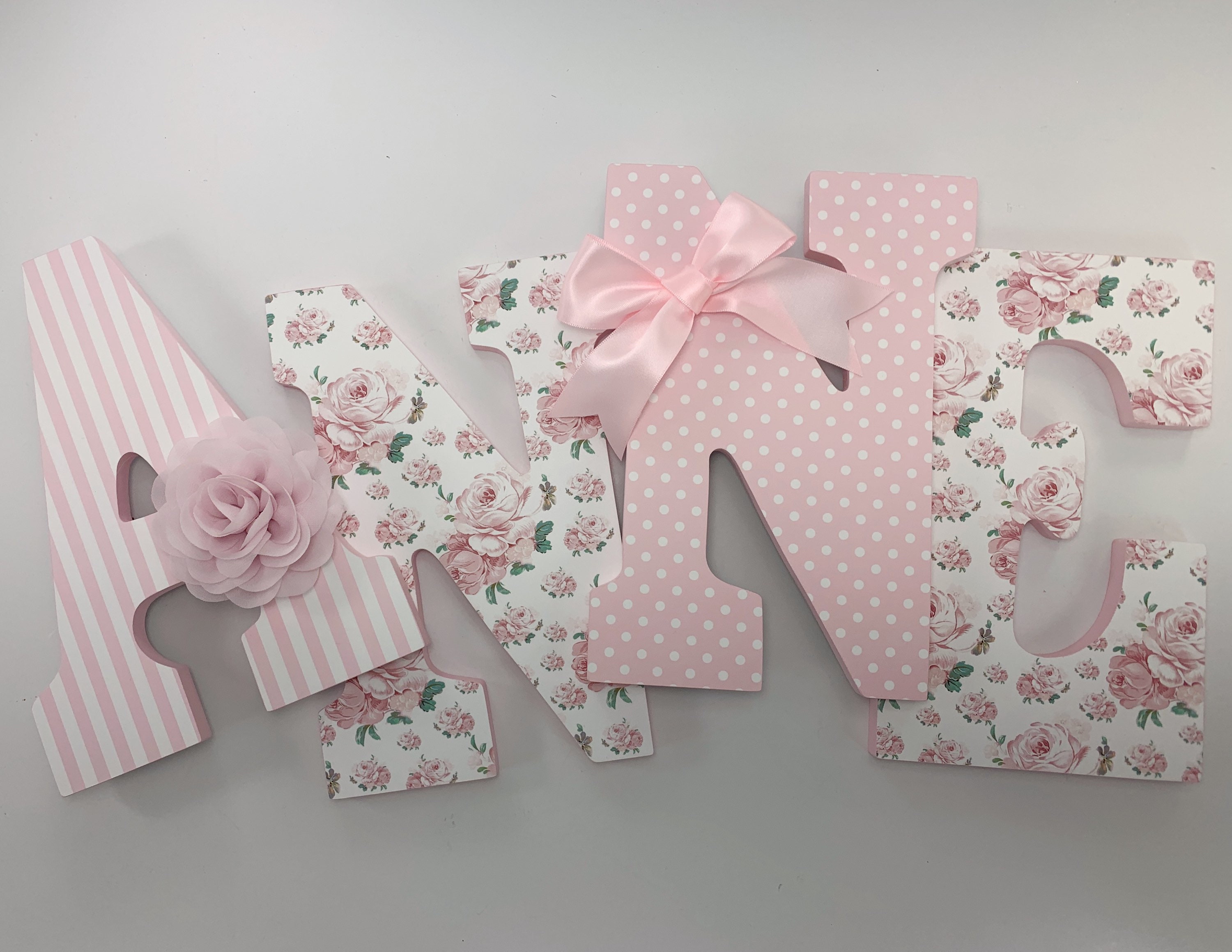 Pink Nursery Letters Pink Floral Letters Girls Nursery Etsy