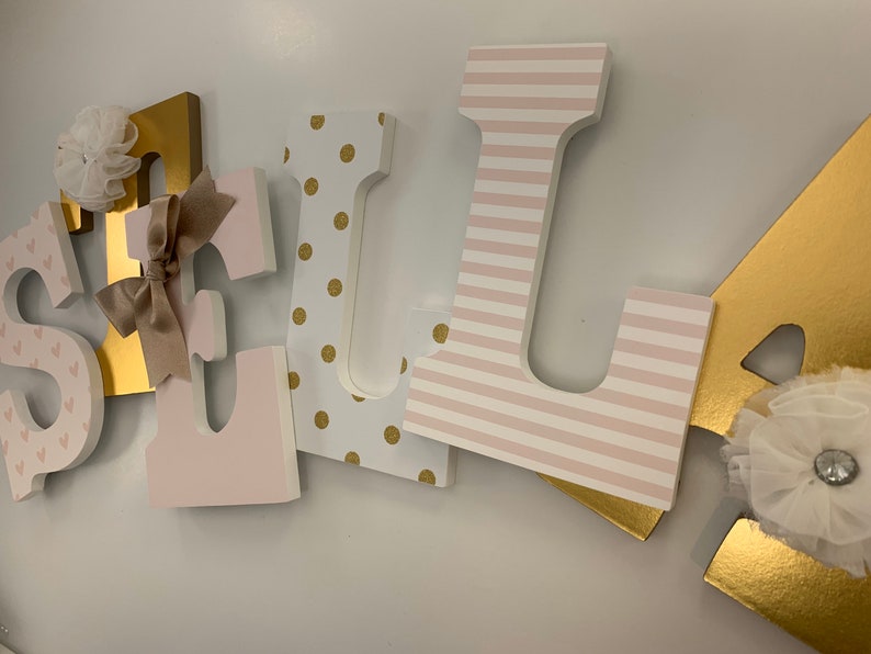 Stella pink gold baby girl letters wall letters wooden Etsy