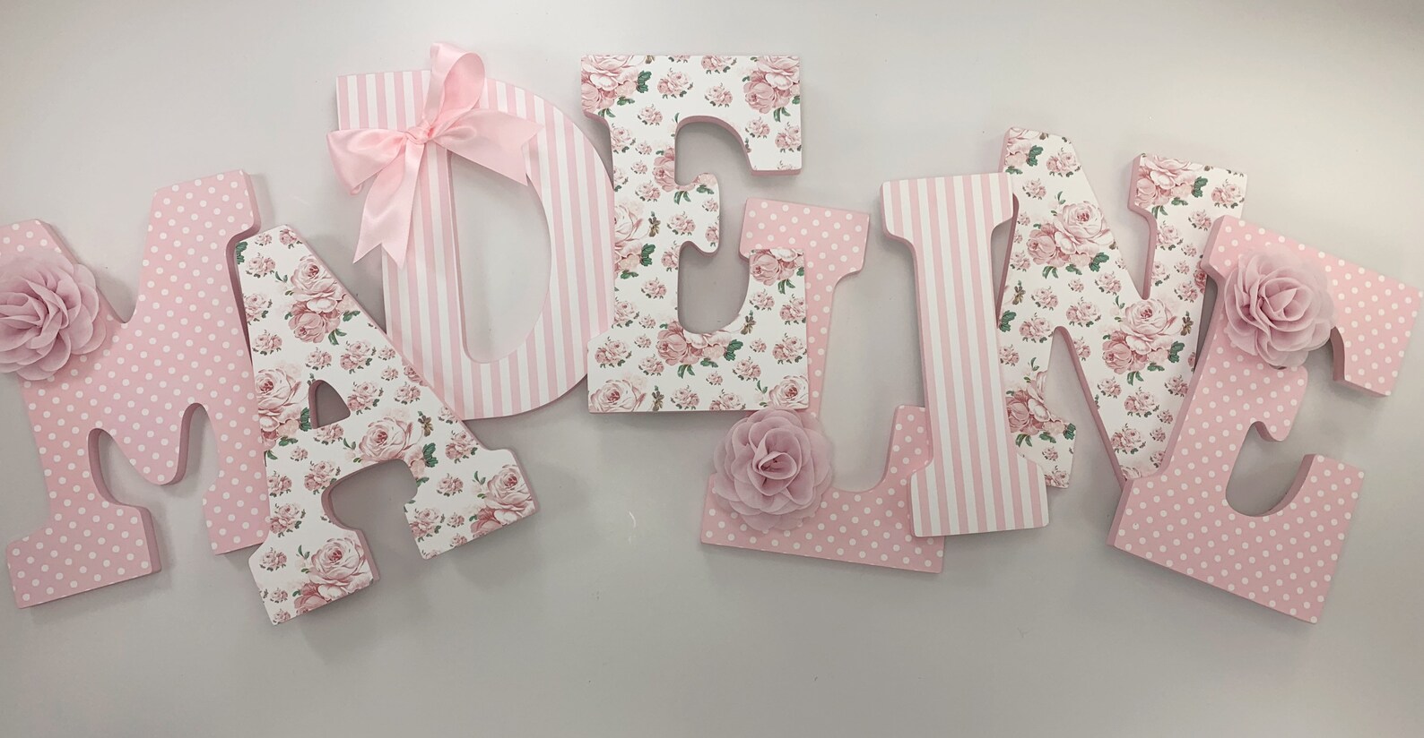 Pink Nursery Letters Pink Floral Letters Girls Nursery Etsy