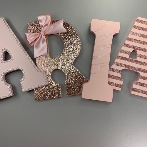 Girls Gold Nursery Letters Pink and Gold Nursery Letters Etsy
