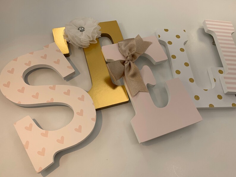 Stella pink gold baby girl letters wall letters wooden Etsy