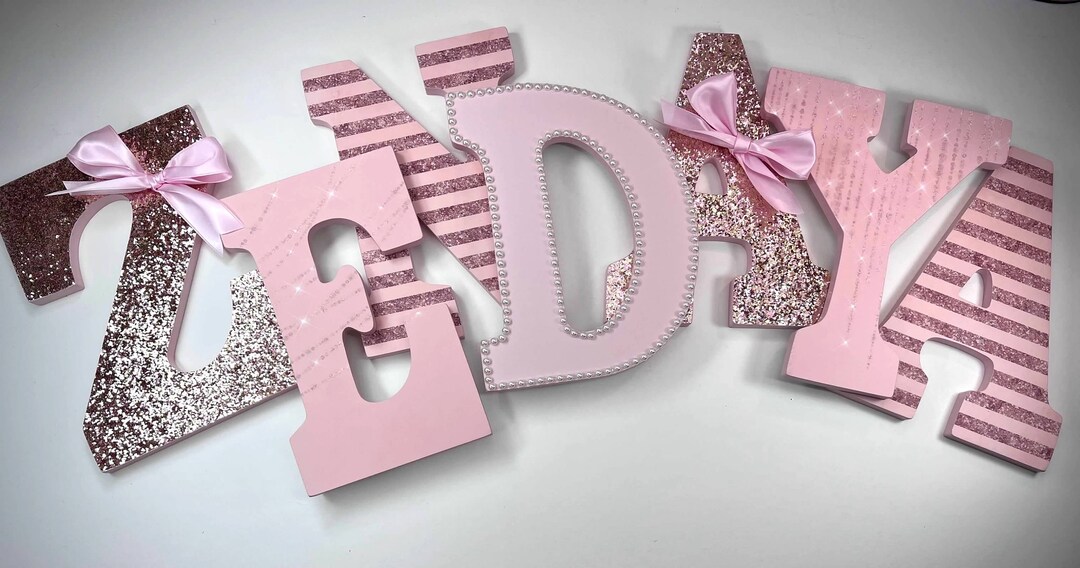 Rose Gold and Pink Nursery Letters, Wall Letters, Wooden Letters, Room