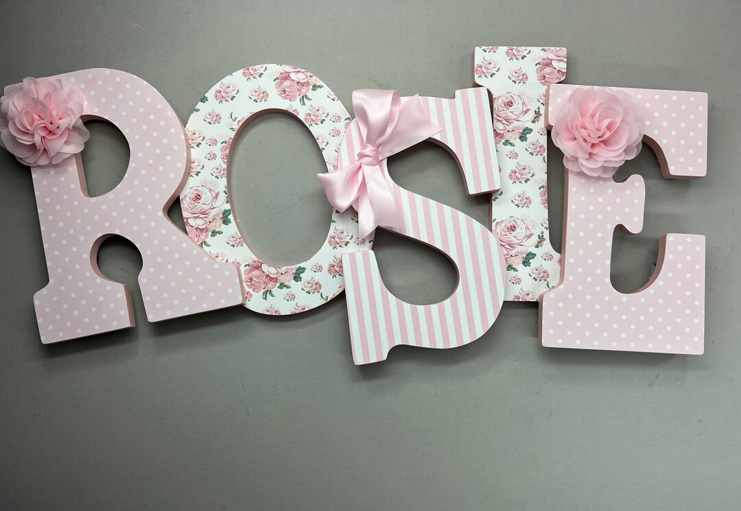 Pink Nursery Letters, Pink Floral Letters, Girls Nursery Letters, Baby