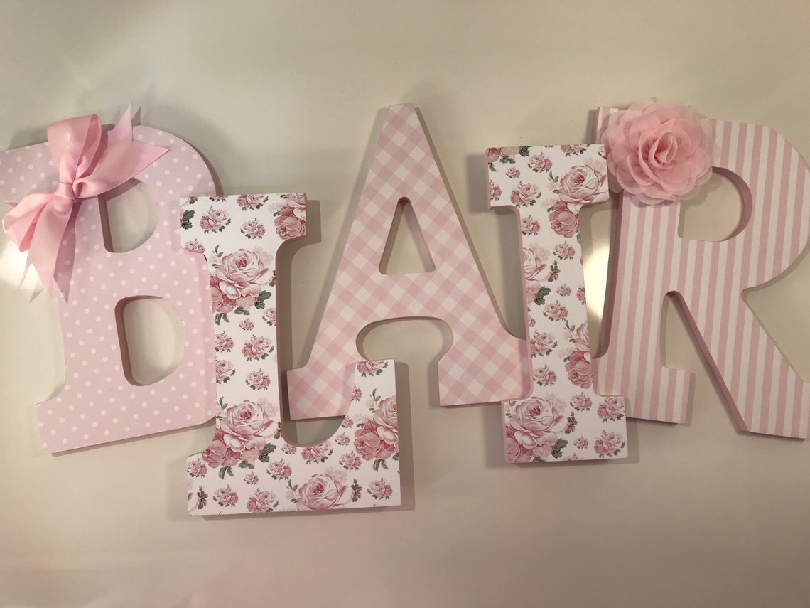 Baby girls pink nursery letters pink nursery letters pink Etsy