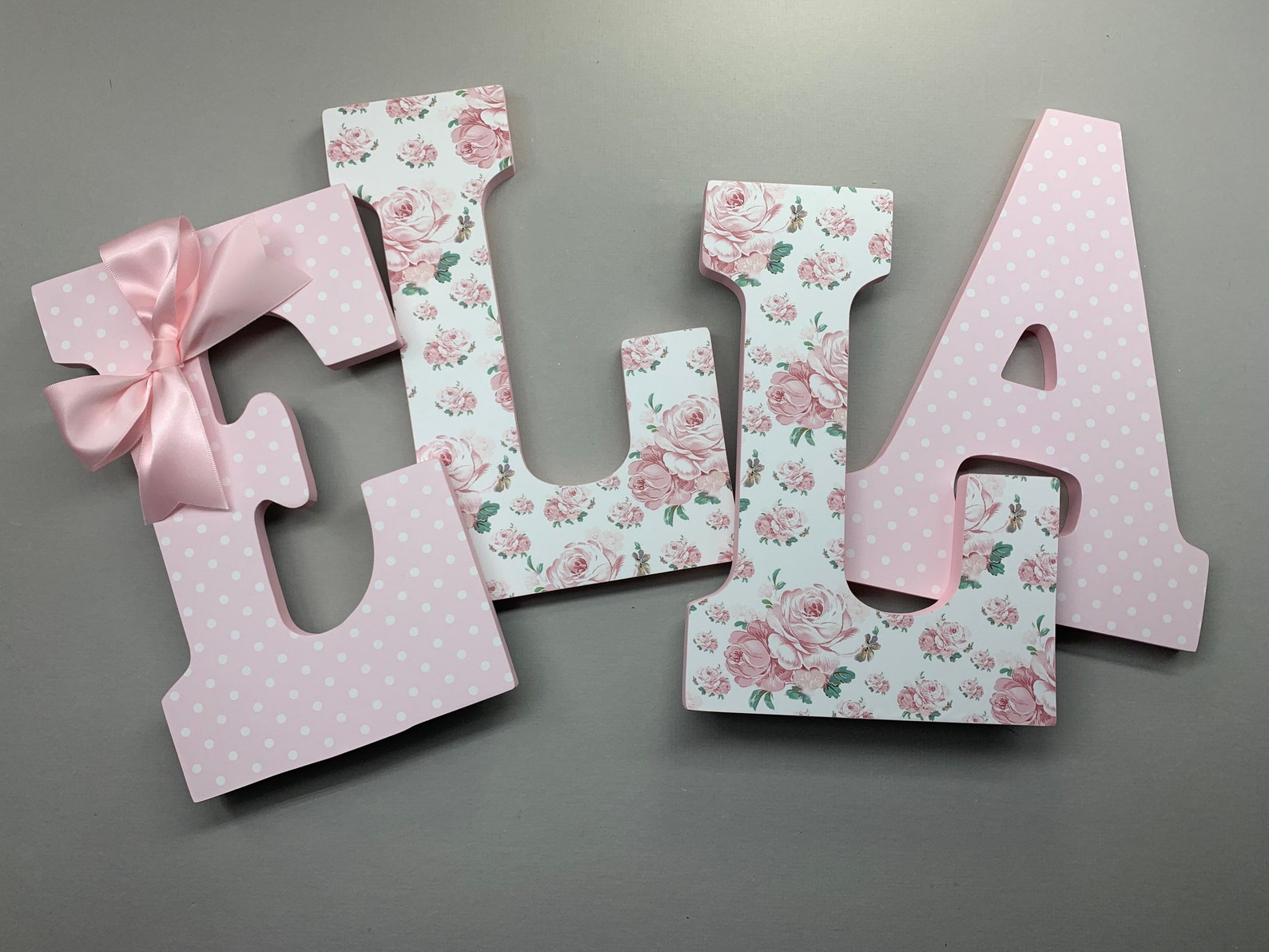 Pink Nursery Letters Pink Floral Letters Girls Nursery Etsy